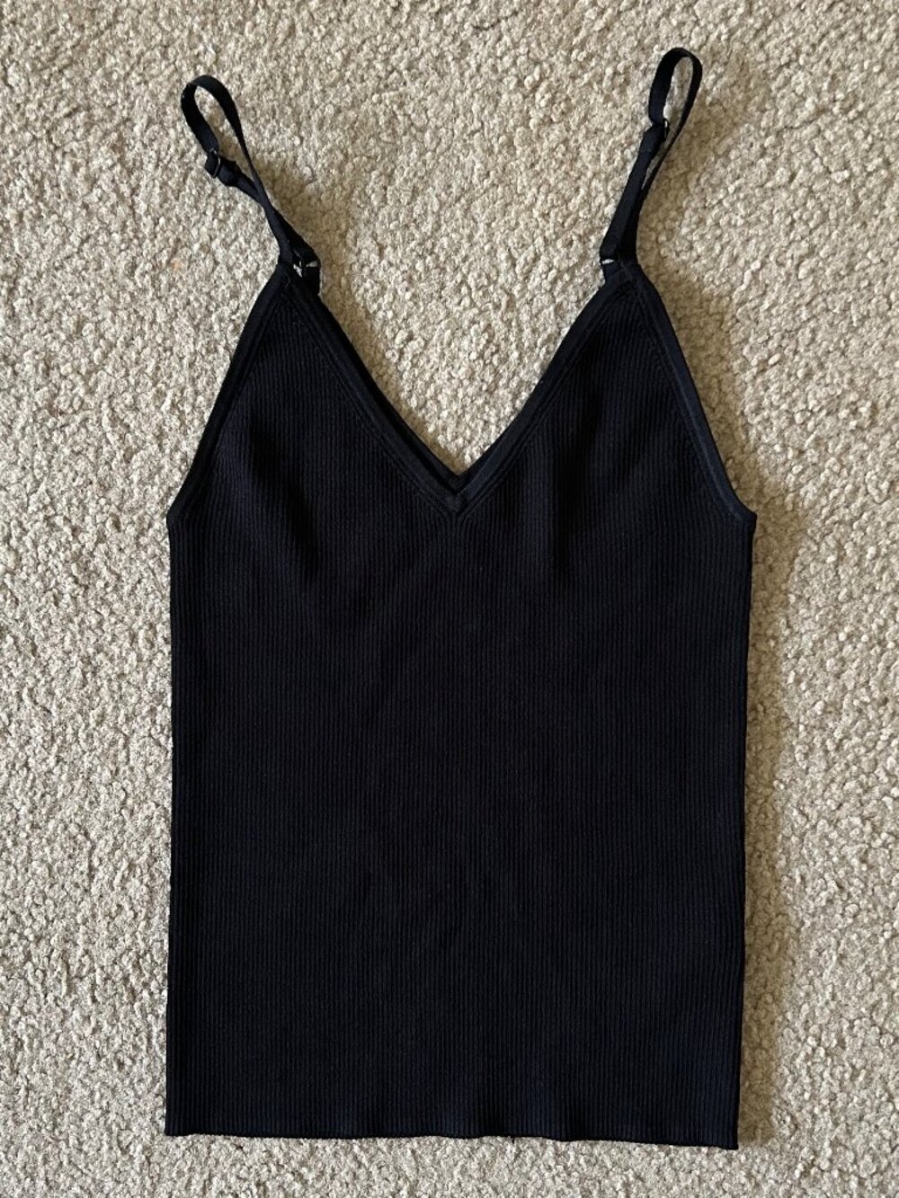ARITZIA Babaton Lafayette Ribbed Tank Camisole V-Neck Black XS